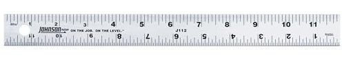 Johnson Level & Tool J112 Aluminum Rule, 12, Silver, 1 Ruler*