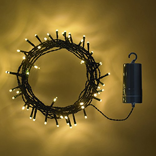 2x 50er LED Lichterkette warmweiß Zeitschaltuhr grünes Kabel Batteriebetrieb Lights4fun