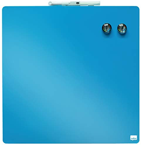 Nobo - Mini Tableau Magnétique Coloré Sans Cadre, Format Carré, Effaçable à Sec, Fixations Murales, Maison/Bureau, 360 x 360 mm, Bleu, 1903873