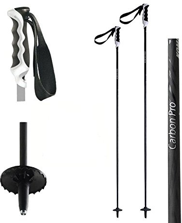 Komperdell alpin skidstänger kolsvart kol-skidstänger Duplo handtag storlek: 110 cm