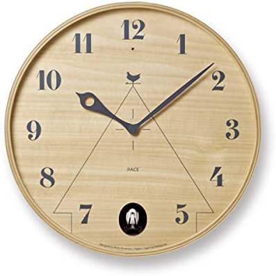Lemnos Kuckucksuhr PACE/Designer Cuckoo Clock aus Japan/Kuckucksuhr mit Batterie und Lichtsensor/Vogeluhr aus Holz/Kuckucksuhr modern Design - Farbe Natur