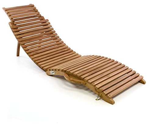 Divero geschwungene Sonnenliege SALOBRENA aus Teak-Holz, behandelt – Farbe Braun