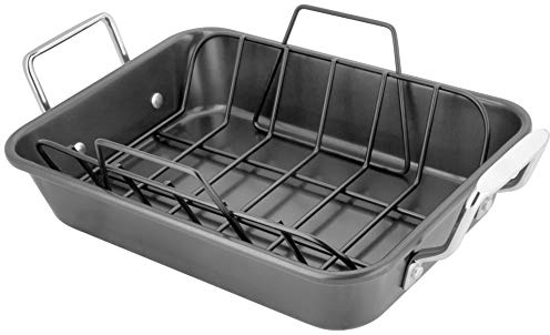Stellar Non-Stick Roaster with Rack, 37cm x 23cm x 8cm, Carbon Steel, Oven Safe, Dishwasher Safe