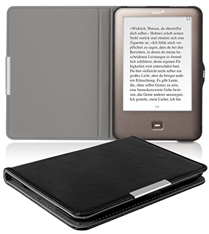 kwmobile Klapphülle kompatibel mit Tolino Shine (2013) Hülle - eReader Case aus Kunstleder - Cover - Schwarz