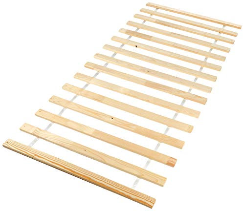 Inter Link - Sommier à Lattes 90 x 200- Sommier à Lattes sur rouleau - Lattes pour Lit 1 Personne - Pin Massif - Naturel - LxPxH : 200x90x2 cm