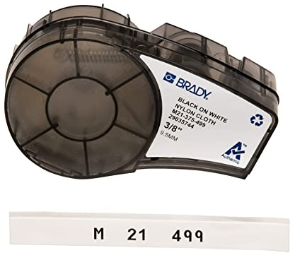 Brady Cinta de vinilo para impresoras de etiquetas M211 y M210 - Etiquetas adhesivas de vinilo - Etiquetas para cables y nombres - Blanco sobre azul (9.53 mm x 4.88m) - M21-375-499-BL