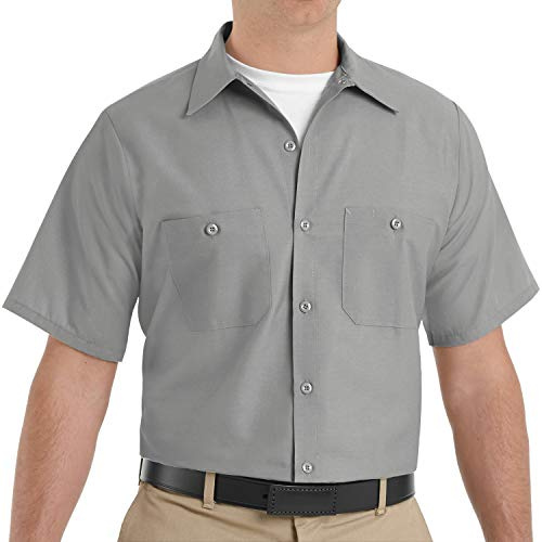 Red Kap Camisa de Trabajo Industrial para Hombre, Corte Normal, Manga Corta, Gris Claro, 6XL/Grandes