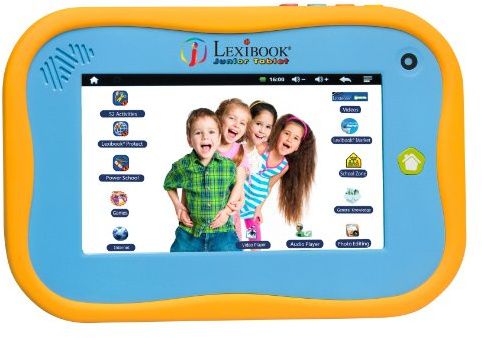 Lexibook Junior Tablet - The Entertaining & Learning Android Tablet for Kids 3-6, sturdy design, front camera, educational and fun content – Blue/yellow – MFC280EN