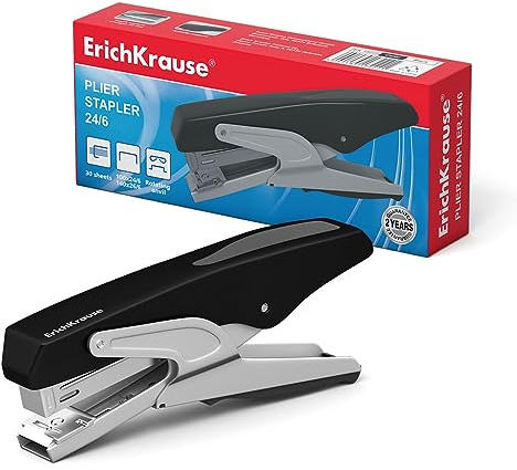 Grapadora 11-30 Hojas marca ERICHKRAUSE modelo Erichkrause Grapadora de Tenaza ?24/6 - Resistente a Golpes - Mecanismo de Acero de Alta Calidad - 2 Tipos de Engrapado - Color Negro