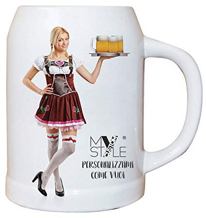 My Custom Style 6 Boccali Birra in Ceramica 0,720 l, Personalizzabili