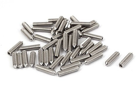 uxcell Vis Pointeau Conique pour Poignée de Porte Vis Sans Tête Hexagonale M4 x 16mm Argent Tone 50 pcs