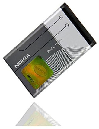 Original batería Accu batería battery para Nokia 1101, 1110, 1110i, 1112, 1112i, 1200, 1208, 1209, 1280, 1600, 1616, 1650, 1680 C, 1800, 2112, 2118, 2255, 2300 – 1020 mAh – Ion de litio, – (BL-5 C)