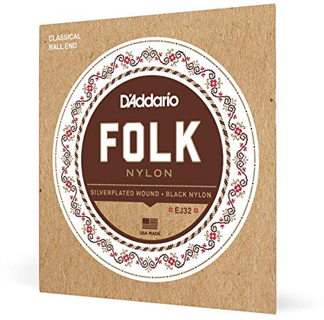 D'Addario Gitarrensaiten Konzertgitarre | Akustikgitarre | Akustik Gitarre Saiten | Classical Guitar Strings | EJ32 Folk-/ Konzertgitarre Saiten Satz Ballend 028' - 045'