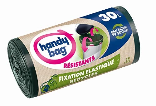 Cofresco práctica bolsa de basura bolsa de 15 manijas Sliding reciclados 30 L Fijación elástica