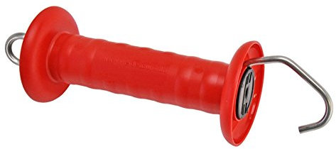 VOSS.farming 5X Torgriff groß, rot, mit Haken Weidezaun, Elektrozaun Kunststoff Zugfeder