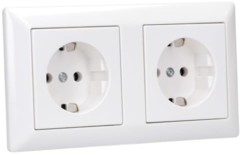 JUNG Serie A/AS Steckdosen Set Alpinweiß | mit 2x A1520WW Steckdose und AS582WW Rahmen 2-fach