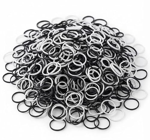 Mytoptrendz® Thin Small Elastic Hair Bands, 550 Pcs Mini Rubber Bands for Braiding, Pigtails & Kids Hairstyles-Black & White