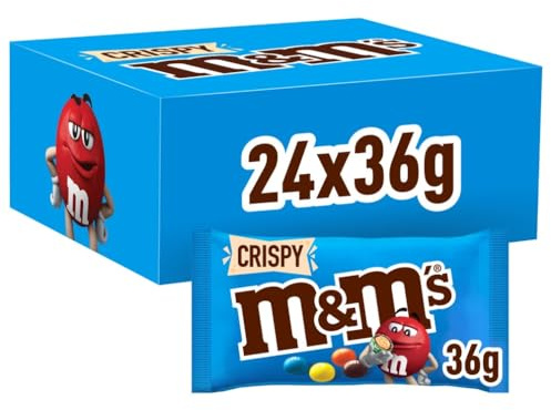 M&M'S Crispy Knusper Schokolinsen mit Schokolade, 24x36g | Schokolinsen mit knusprigem Reiskern, knackiger Spaß für Partys, schulanfang, schulanfänger geschenke, Büro und als Geschenk