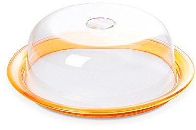 omada Bandeja para tartas Design con tapa transparente, apta para dulces y tartas, diámetro 25 cm, línea Globo
