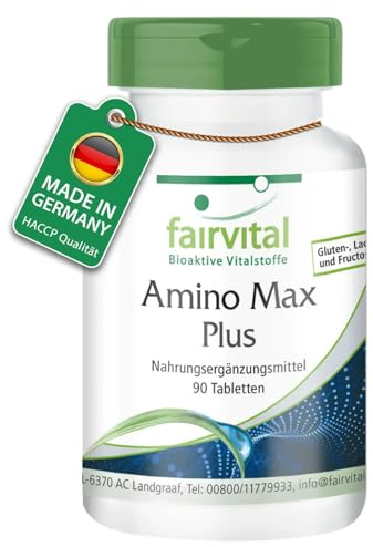 Fairvital | Amino Max Plus - 1 mese - vegetariano - 90 compresse - contiene 13 aminoacidi essenziali