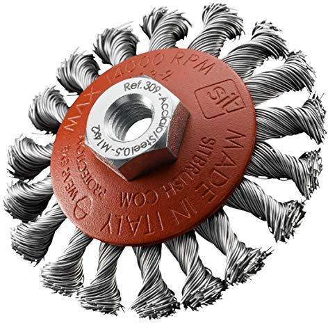 Sit-Spazzola Abrasiva Conicia In Acciaio A Mazzetti Ritorti Per Smerigliatrice D.95Mm