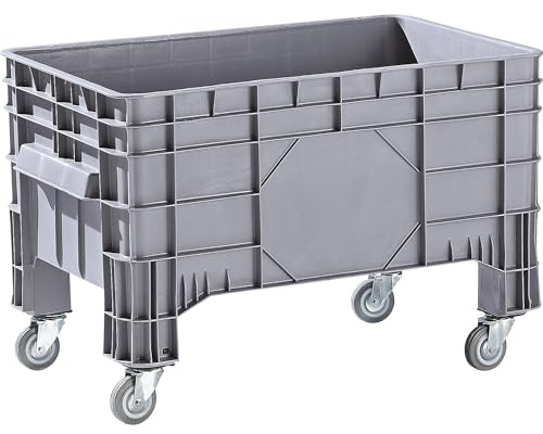 Certeo | Caisse-palette en polyéthylène | capacité 220 l | 4 roulettes pivotantes et 4 pieds | 1 pièce et +