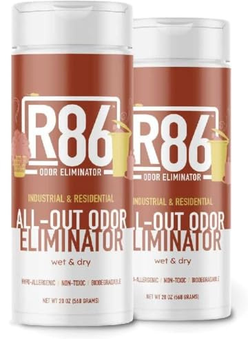 R86 Industrial All-Out Odor Eliminator, Removes Dead Animal Odor, Skunk Odor, Urine, Poop, Musty Basement & More – Natural Formula, Use Wet or Dry, Biodegradable
