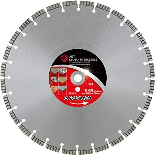 ADT DIAMANTWERKZEUGE | Diamanttrennscheibe TLG Premium für Stahlbeton, Stein und Granit | Ø 400/25,4 mm