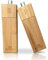 Juego de sal y pimienta en madera de bambú y cerámica resistente.