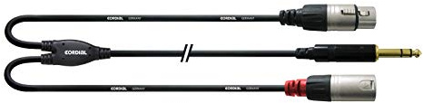 Cordial CFY 1.8 VFM Câble adaptateur en Y avec prise Jack stéréo 6,3 mm vers prise XLR mâle et XLR femelle Contacts plaqués or Longueur 1,8 m