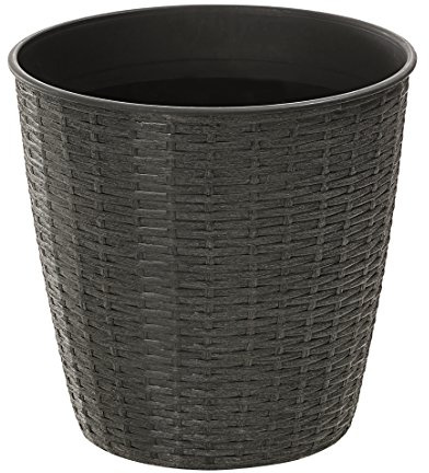 Dehner Kunststofftopf, Ø 32 cm, Höhe 32 cm, Polyrattanoptik, schwarz