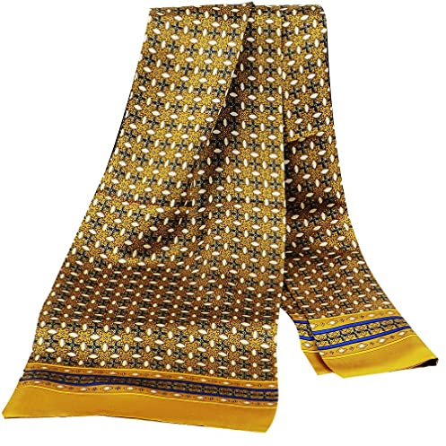 LONXU Écharpe en Soie Pour Homme - Double Couche, Toutes Saisons, Cadeau Tendance - Jaune, Taille Unique