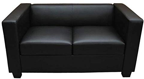 Mendler 2er Sofa Couch Loungesofa Lille - Kunstleder, schwarz
