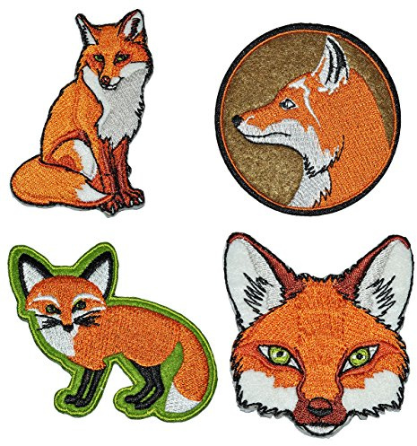 alles-meine.de GmbH 4 TLG Set: Bügelbilder - Fuchs - 6 cm * 6,2 cm - Aufnäher Applikation - Flicken gestickt - Füchse Waldtier orange Waldtiere Reinecke Tier Tiere Rotfuchs