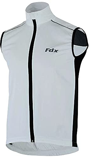 FDX Cycling Gilet Men’s - Lightweight, Breathable Sleeveless Reflective Biking Jacket - Windproof Vest for Running, MTB, Hiking, Gym, Riding - Water Resistant Bicycle Top Gear (White-XL)