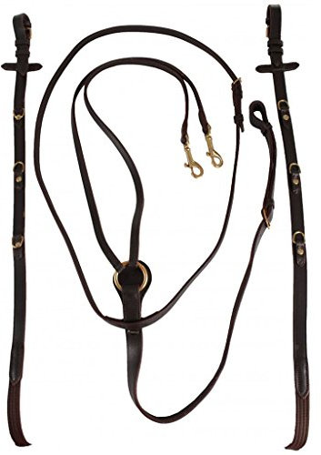 Générique Horka Poney Entièrement en cuir Rênes Webband deux Boucle solide de qualité Aide à l'entraînement, Black/Silver