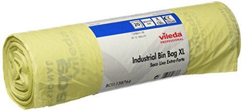 Vileda Rollo de Bolsas de Basura Industriales Extragrandes, Color Amarillo - 20 Bolsas