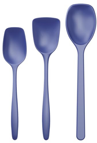 Rosti Classic Kochlöffel Set 3-Teilig, Hochwertiges Küchenhelfer Set mit 2 Kochlöffel & 1 Backlöffel, aus Kunststoff, Hitzebeständig, Bruchsicher, Spülmaschinenfest, Electric Blue
