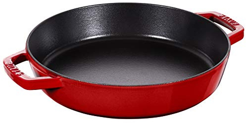 STAUB Bratpfanne/Schmorpfanne mit zwei Griffen, 26 cm, Gusseisen, mit mattSchwarzer Emaillierung im Inneren der Pfanne, für alle Herdarten inkl Induktion & Backofen, Kirschrot