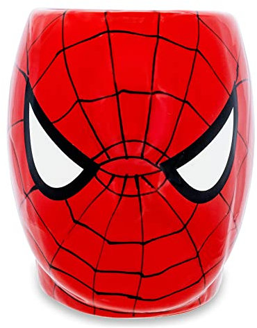 Silver Buffalo MC7095 Marvel Spiderman Face 3D Ceramic Mug, Red