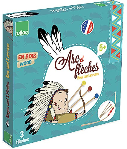 Vilac - 2912 - Jouets En Bois - Arc Démonté + Flêches Boîte Cible