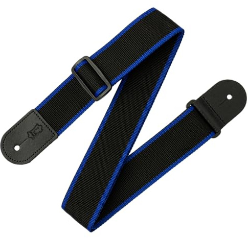 Levy's Leathers M8POLY-BKB Gitarrengurt aus Polypropylen mit Echtlederenden und Tri-Glide-Anpassung, 5,1 cm, Schwarz und Blau