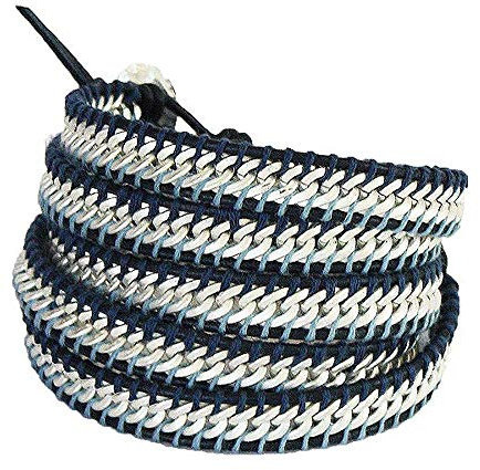 NAKAMOL Wickelarmband Silber/Blau N20308