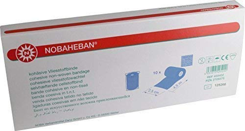Nobaheban Vliesstoffbinde Fixierbinde ver Farben + Größen von Noba Verbandmittel(blau,2,50 cm x 4,5 m,10 Stück)