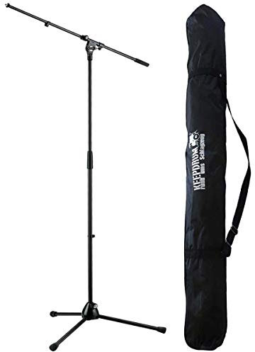 K&M 210/9 Microphone Tripod, Black with Extendable Boom and Keepdrum Carry Bag