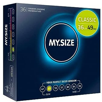 MY.SIZE Classic Premium Condoms Size 2 I 49 mm Width I 36 Pieces Bulk Pack I True to Touch Gossamer I Thin 0.07 mm Wall Thickness I Vegan