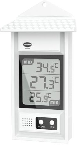Brannan Termometro digitale per serra Max Min - Monitora le temperature massime e minime nel giardino della serra o in casa per uso interno o esterno Facilmente montabile a parete