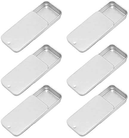 Empty Slide Top Tin Containers for Lip Balm, Crafts, Storage Kit - .25oz, 6 Pack