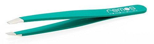 REMOS Mini pinzetta per sopracciglia, realizzata a mano, in acciaio inox verde