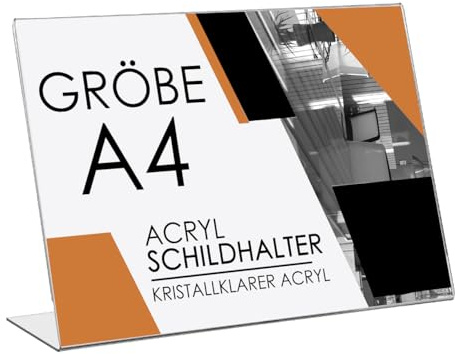 Studiocen Eleganter Aufsteller A4 - Acryl Tischaufsteller A4 Für Büro, Rezeption, Hochzeit - Hochwertiger Steller Für Einzigartige Veranstaltung 21,7 x 30 cm